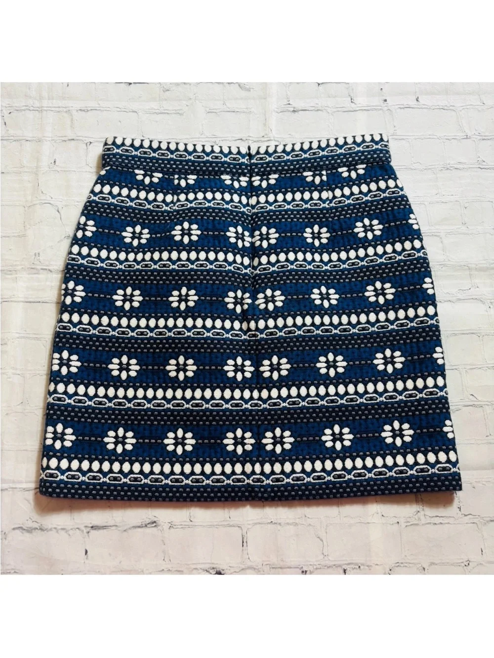 J.Crew Womens Daisy Chain Mini Skirt Blue White Black Size 0 Pockets Boho Preppy